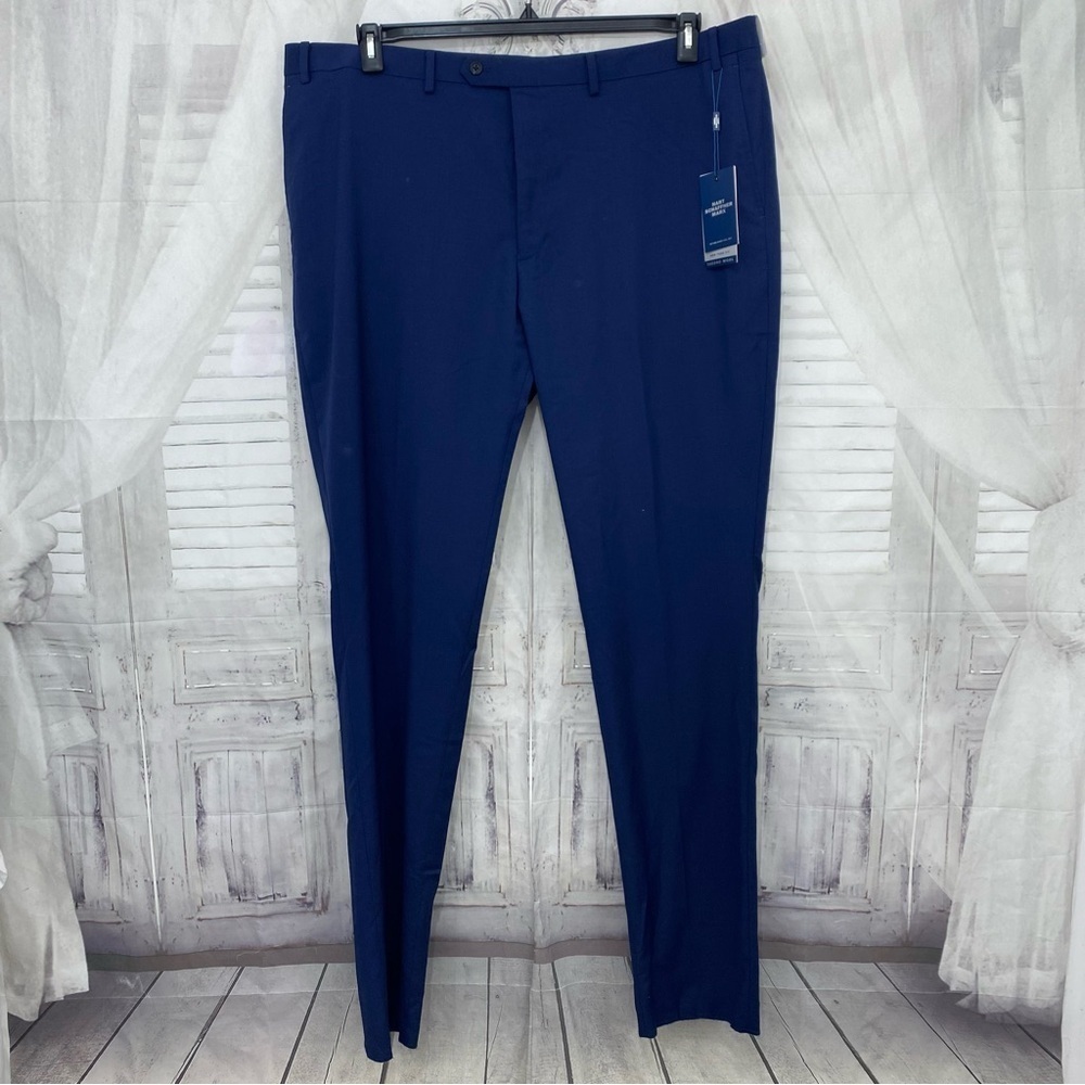 NEW New Hart Schaffner Marx Size 44 Reg Blue New York Thermo Wool Dress Pants